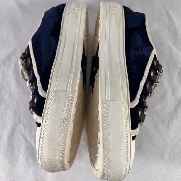 CHRISTIAN DIOR Navy Blue Walk'N'Dio Logo Trainers Made in Italy Marked as 37-7US - Picture 9 of 16